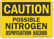 Possible Nitrogen Asphyxiation Hazard OSHA Caution Sign