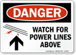 Watch For Power Lines Above OSHA Danger Sign