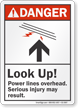 Look Up Power Lines Overhead ANSI Danger Sign