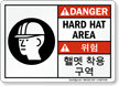 Hard Hat PPE Symbol Sign In English + Korean