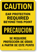 Bilingual Ear Protection Required Sign, Caution / Precaucion