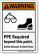 PPE Required Safety Glasses Steel Toes Warning Sign
