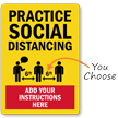Practice Social Distancing Add Custom Instruction Sign