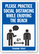Practice Social Distancing While Enjoying The Beach Sign