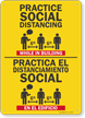 Practice Social Distancing While In Building Bilingual Sign