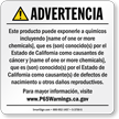 Custom Consumer Product Exposure Spanish Prop 65 Sign
