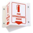 Projecting Fire Extinguisher Inside Sign with Down Arrow