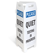 Please: Quiet Testing in Progress Trifold Floor Sign