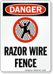 Razor Wire Fence OSHA Danger Sign