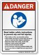 Read Ladder Safety Instructions Prevent Fall Injuries Sign
