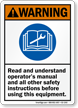 Read Operator Manual And Safety Instructions Sign