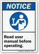 Read User Manual Before Operating Sign