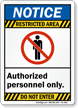 Restricted Area Authorized Personnel Notice Sign