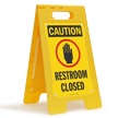 Restroom Closed Caution Floor Sign