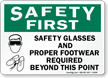 Safety Glasses Footwear Required Sign
