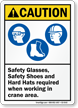 Safety Glasses, Safety Shoes Hard Hats Required caution Sign