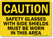 Wear Safety Glasses With Side Shields Caution Sign