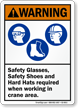 Safety Glasses, Safety Shoes Hard Hats Required Sign