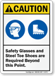 Safety Glasses Steel Toe Shoes Required Caution Sign