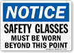 Notice Wear Safety Glasses Beyond Sign