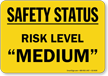 Safety Status Risk Level "MEDIUM" Magnetic Signs