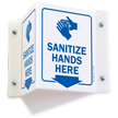 Sanitize Hands Here Projecting Sign
