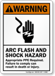 Warning Arc Flash Shock Hazard Sign