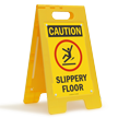 Caution Slippery Floor W/Graphic Fold-Ups® Floor Sign