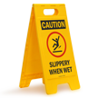 Caution Slippery When Wet W/Graphic Fold Ups® Floor Sign