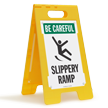 Slippery Ramp Be Careful Floor Sign