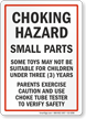 Small Parts Not For Children Under 3 Choking Hazard Sign