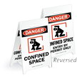 Danger Confined Space Reversible Fold-Ups Floor Sign