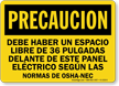 Spanish Caution Electrical Panel Area Keep Clear Sign