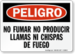 No Fumar Llamas Chispas De Fuego Spanish Sign