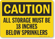 Sprinkler Clearance Caution Sign