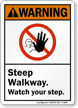 Steep Walkway Watch Your Step ANSI Warning Sign