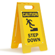 Step Down Caution Free-Standing Floor Sign