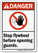 Stop Flywheel Before Opening Guards Sign