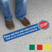 Stop Please Wait Here Until Called Forward Floor Sign