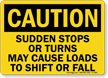 Sudden Stops, Turns May Cause Loads Fall Sign
