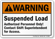 Suspended Load, Authorized Personnel Only Warning Sign