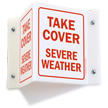 Take Cover Severe Weather Projecting Emergency Sign