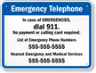 Tennessee Custom Emergency Telephone Sign