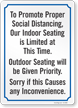 To Promote Social Distancing Indoor Seating Is Limited Sign