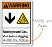 Underground Gas Call Before Digging Write On Area Sign