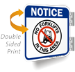 No Forklifts In This Area 2 Sided Notice Sign