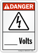 Danger ANSI High Voltage, Add Volts Sign