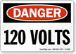 Danger 120 Volts Sign