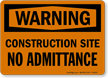 Warning Construction Site Sign