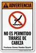 Advertencia No Es Permitido Tirarse De Cabeza Spanish Sign